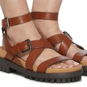 Sam Edelman lug sole ankle wrap leather sandal size 10